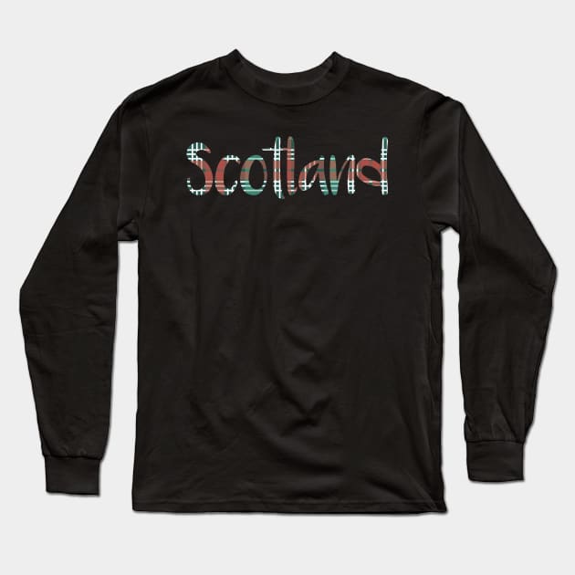 SCOTLAND, Christmas Tartan Style Text Design Long Sleeve T-Shirt by MacPean